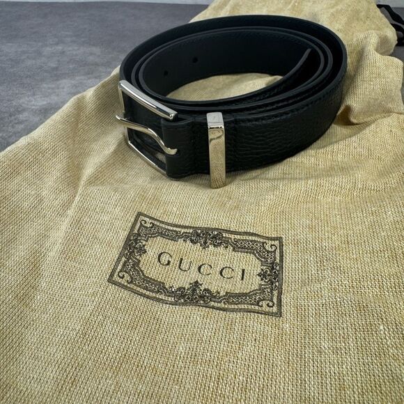 Gucci Black Rectangular Buckle Leather Men's Belt 793760 100/40 - Picture 9 of 10